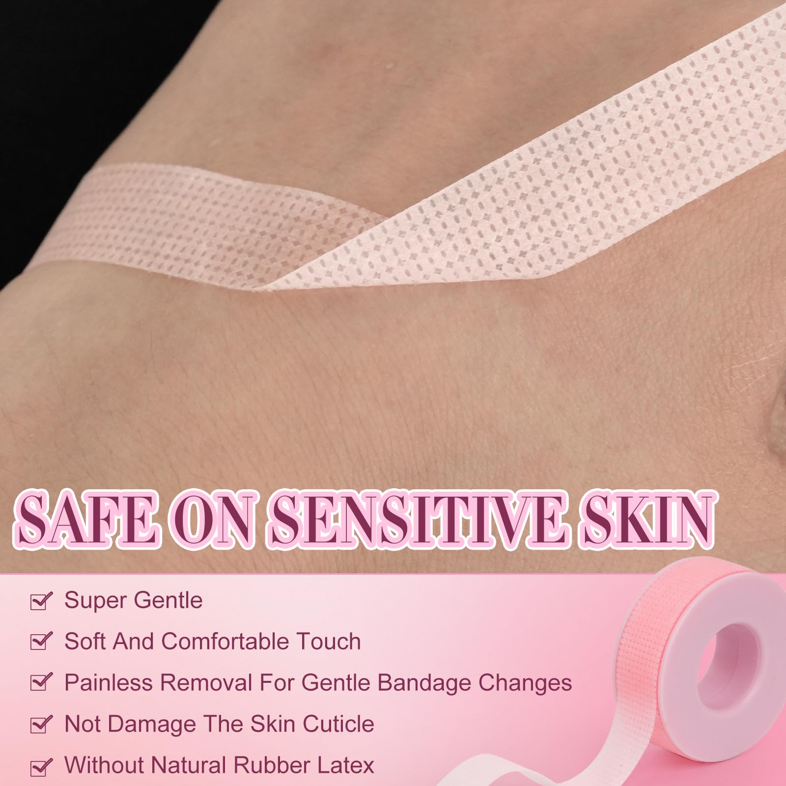 Nastro per Ciglia in Silicone per Estensioni Ciglia - Facile da Staccare, per Pelli Sensibili, Microforato e Traspirante - Per Make Up, Labbra, Ombretti, Fai da Te e Salone - EMEDA