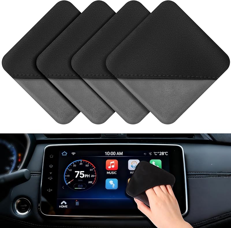 4 Pcs Car Screen Cleaner Car Touch Microfiber Screen Cleaner Cloth Cleaning Wipes Interior Pad for Vehicle Dashboard LCD Accessories 4.13×4.13 Inches(Square)