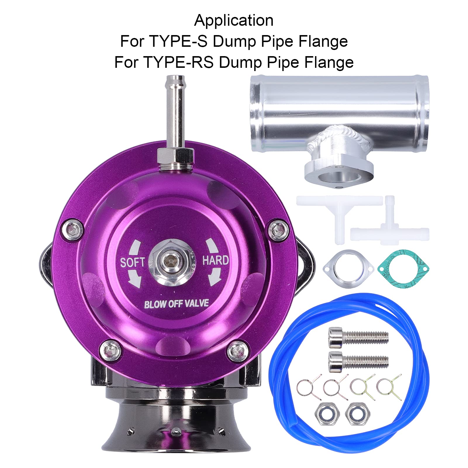 Valvola Scarico Auto, Akozon Universale Tubo Flangiato da 2,5 Pollici / 64mm Valvola di Scarico Turbo Billet in Alluminio, SDD-BOVGRSBL, FPG250, Valvola di Sfiato per Turbo Viola