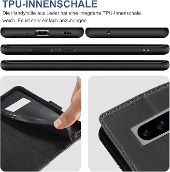 Giyer For Google Pixel 8 Pro Case with Screen Protector Mobile Phone Case Pixel 8 Pro Premium Leather Wallet Flip Case Stand Function Card Slot Protective Case for Google 8 Pro Leather Flip Case (Black)