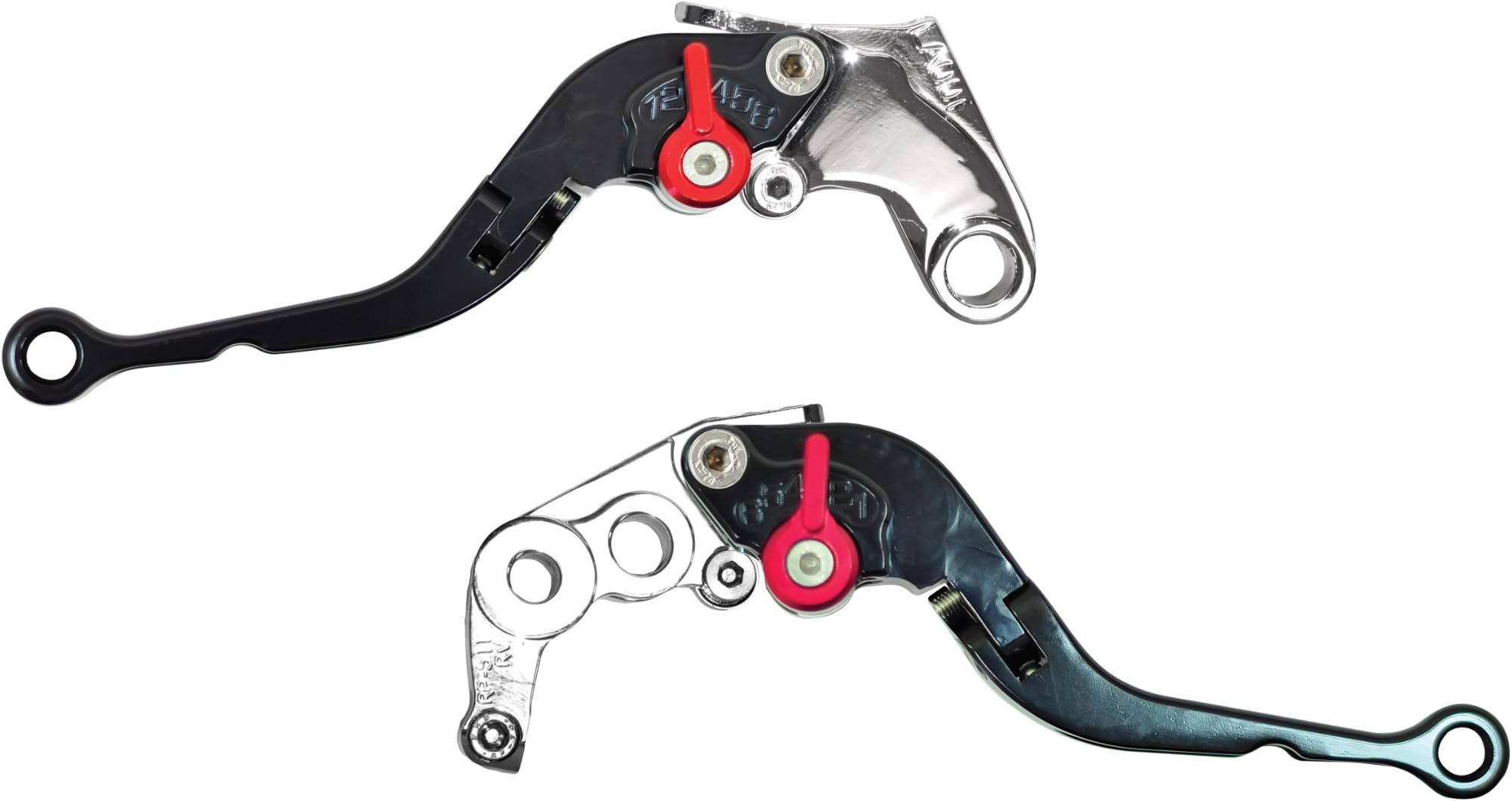 Yana Shiki LC001LCF-BLK/RC18LBF-BLK Black Short Folding Adjustable Brake/Clutch Lever Set with Chrome Knuckles for Suzuki GSX-R1000