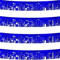 Vista 15 de Paquete de 4 unidades de guirnalda de flecos de papel de aluminio dorado de 40 pies total, bandera de oropel metálica, cortinas para colgar