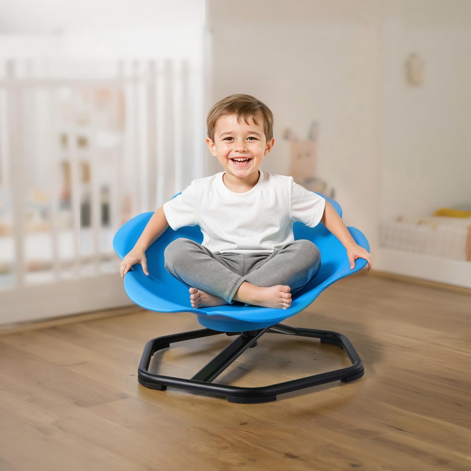 VEVOR Kinderdrehstuhl sensorischer Drehstuhl zylinderförmig, 100 kg Tragkraft, sensorisches Spielzeug mit Rutschfester Metallfuß, zur Förderung von Koordination Gleichgewicht Konzentration, Blau