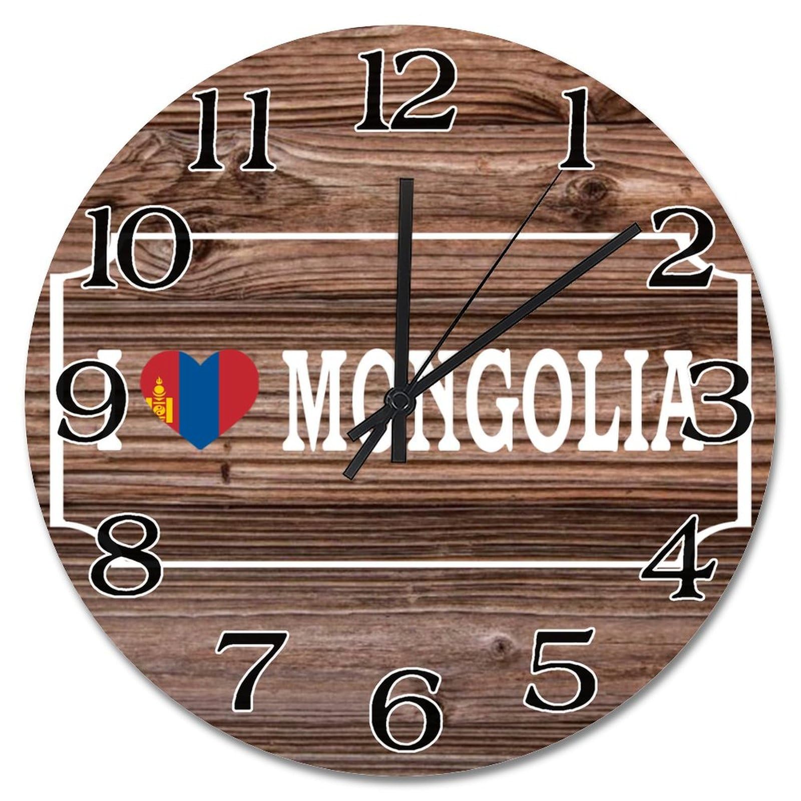 Horloge murale drapeau Mongolie en bois idée cadeau de voyage