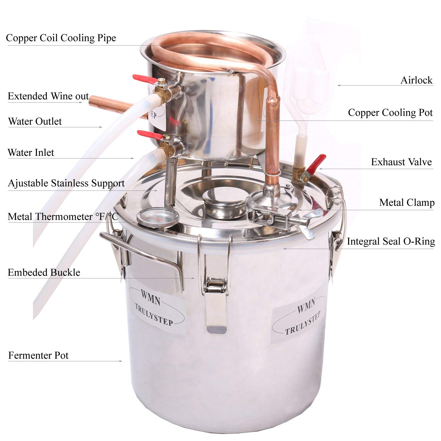 Kit de destilación de cobre 10L destilador casero para vino alcohol cerveza