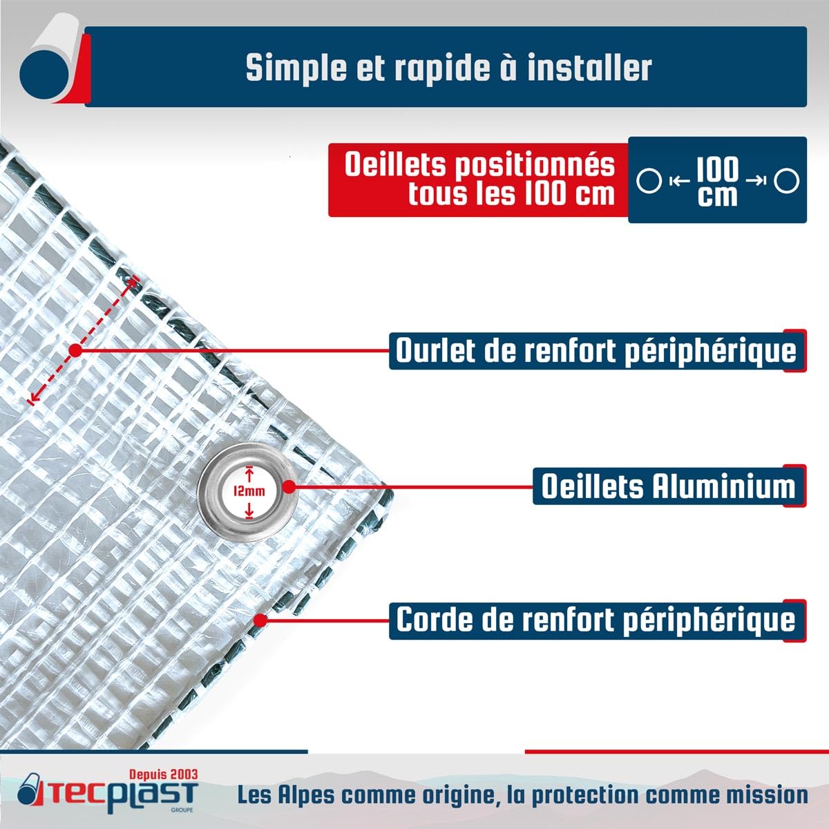 TECPLAST Bâche Transparente Armée 3x4 m - TR170MU - Bâche de Protection - Haute Qualité - Imperméable - Résistance Anti-UV
