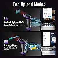 Vista 5 de Tera Escáner de Código de Barras Inalámbrico Versátil 2 en 1 (2.4GHz Inalámbrico+USB 2.0 Cableado) con Indicador de Nivel de Batería, 328 Pies