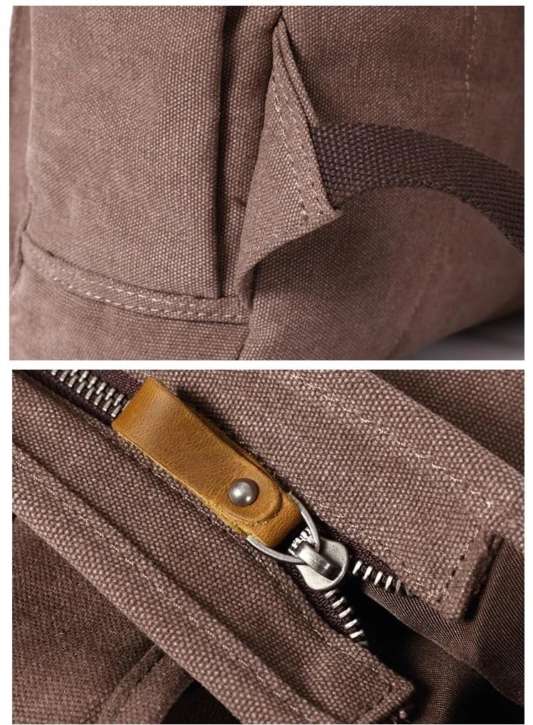 Zaino In Pelle Da Uomo, Zaino In Tela Cerata Impermeabile, Adatto For Viaggiare, Fare Escursioni E Andare A Scuola, Borsa A Mano Retrò, Appositamente Progettata For Gli Esploratori(Khaki)