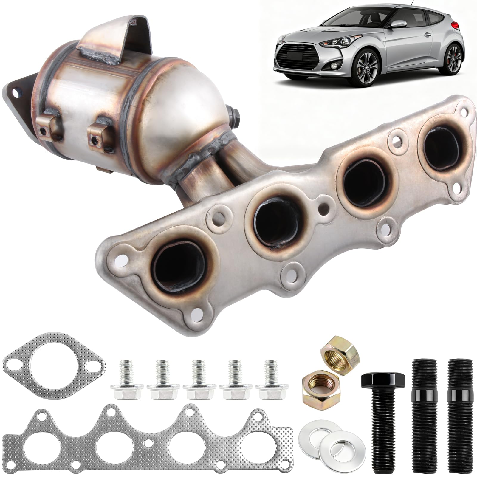 Catalytic Converter with Gasket Kit Compatible for 2012-2017 Hyundai Accent Veloster Kia Rio Soul L4 1.6L, Replace 674-891 285102BEF1, Direct-fit (EPA