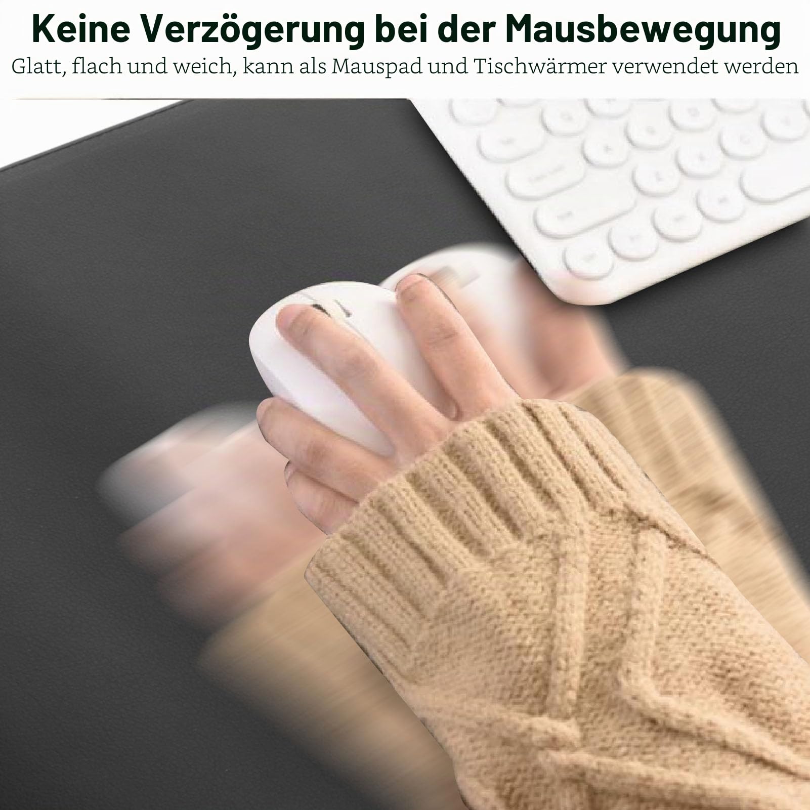 Annadue Warme Schreibtischunterlage, Beheiztes Mauspad, 60 X 36 cm PU Leder Beheiztes Größeres Maus Tastatur Pad, Büro Desktop Handwärmer Pad mit 3 Heizstufen und Timer Einstellung