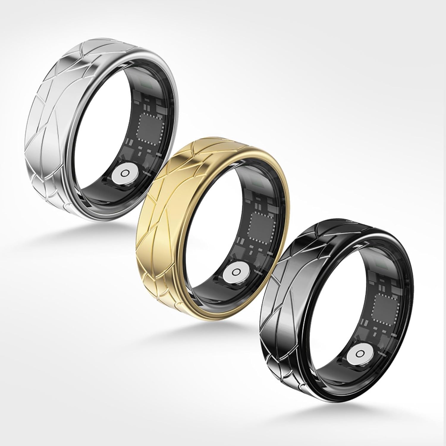 Fashion Smart Ring, Fitness Rings for Men Women Bluetooth Health Ring Sleep Heart Rate Blood Oxygen Monitor Activity Tracker Ring Step Counter, Black #12