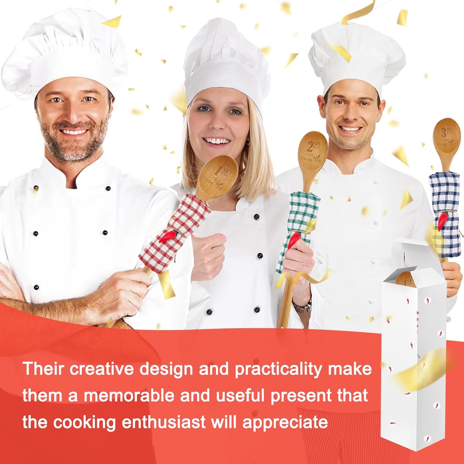 itechpanda 3 Pcs Chili Cook Off Wooden Spoon Golden Award Trophy Spoon Prizes Exqusite Gift Wooden Spoon Spoon Chili Contest Serving Spoon Gift for 1st 2nd 3rd Cooking Competition Award - Image 4