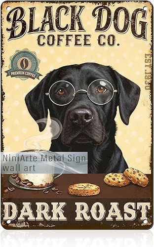 Miniatura 17 de Letrero de metal de café fresco, arte de pared retro para el hogar, cocina, cafetería, oficina, decoración de 8 x 12 pulgadas Café4,Café6,Perro