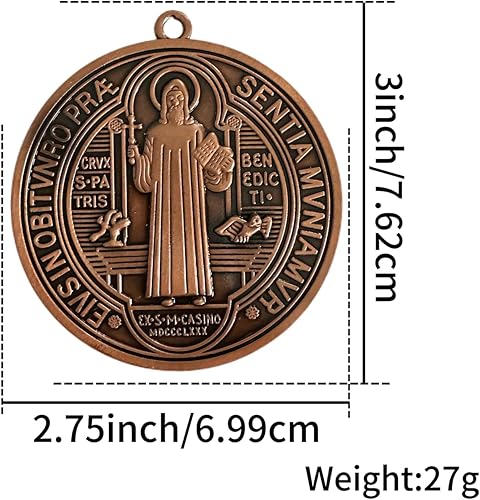 Miniatura 20 de Medalla de cruz de San Benito de 3 pulgadas, acabado de latón, para pared o escritorio, 2 unidades, color azul Azul,Bronce,Dorado