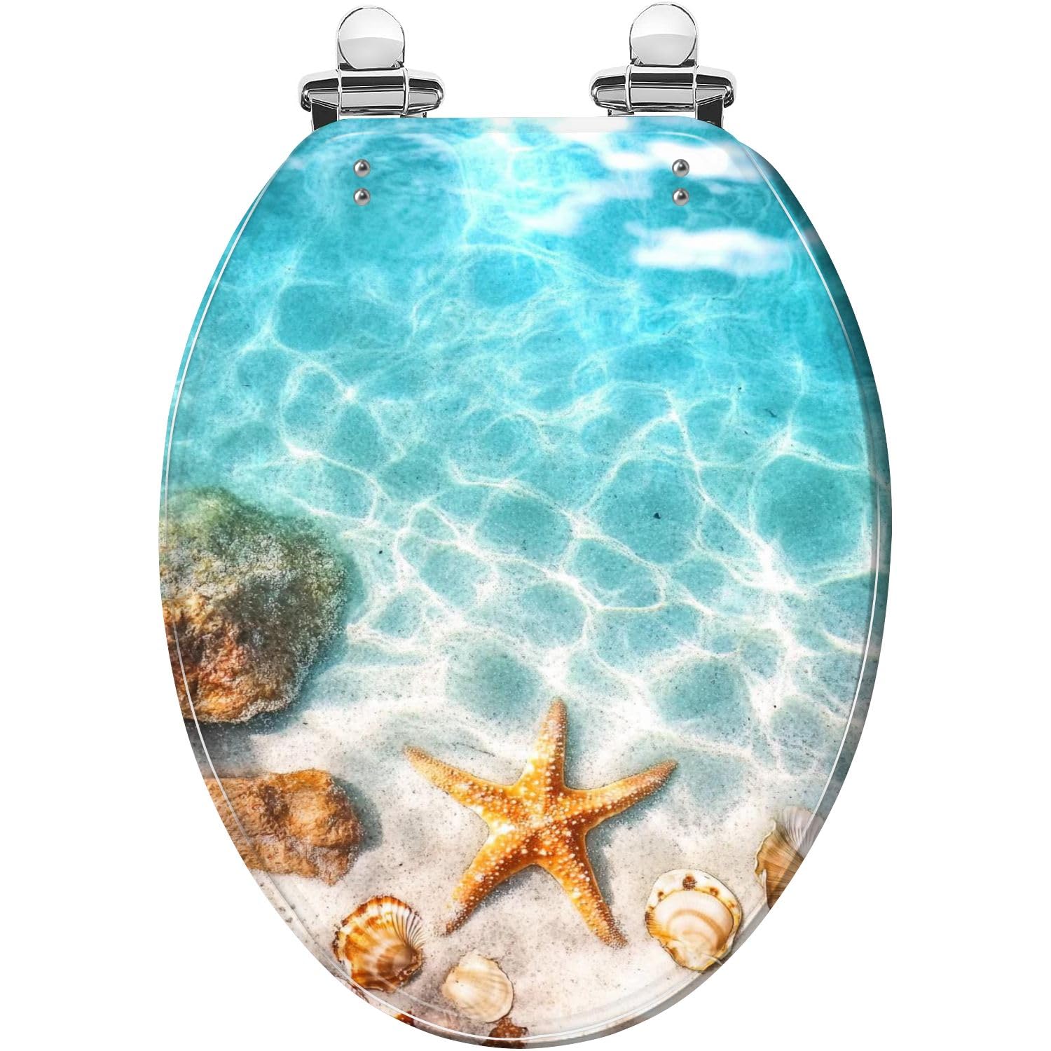 Asiento de inodoro decorativo alargado BeachVibe para el baño de verano