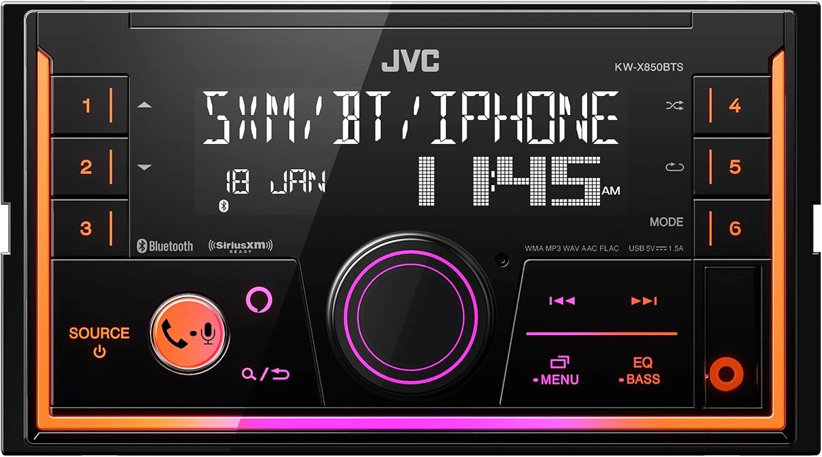 JVC KW-X850BTS Receptor multimedia digital estéreo Bluetooth para coche con puerto USB, radio AM/FM, reproductor MP3, Amazon Alexa, Android, iPhone, doble DIN, ecualizador de 13 bandas (renovado)