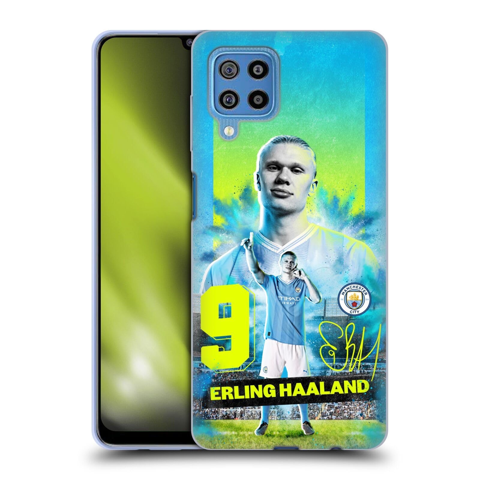 Head Case Designs Officially Licensed Manchester City Man City FC Erling Haaland 2023/24 First Team Gel Case [Military Grade Protection] Compatible With Samsung Galaxy F22 (2021)