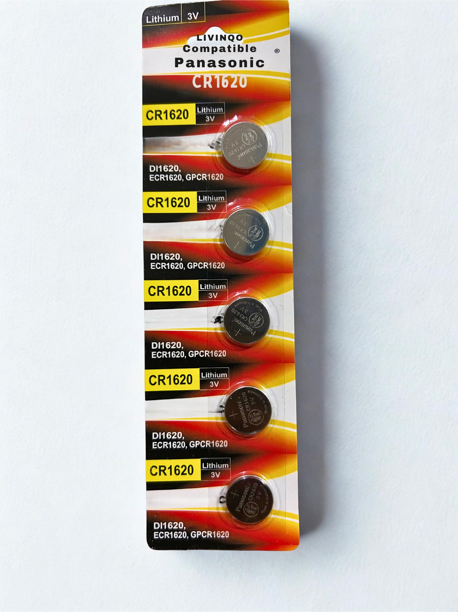 Compitable with panasonic Cr1620 Lithium Coin Battery 3v - Provide Long Lasting Power in a Variety of Devices, from keyless-Entry fobs to Toys (Pack of 5)-image-45