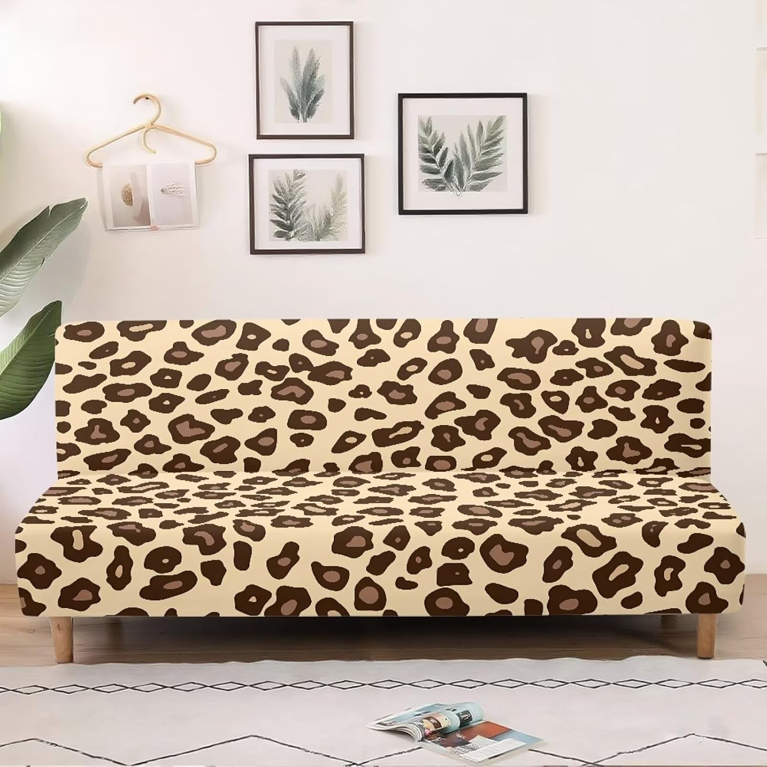 Armless Futon Slipcover Furniture Protector Stretch Futon Covers Folding Sofa Couch Bed Slipcover with Elastic Bands Colorful Cute Daisy Flowers