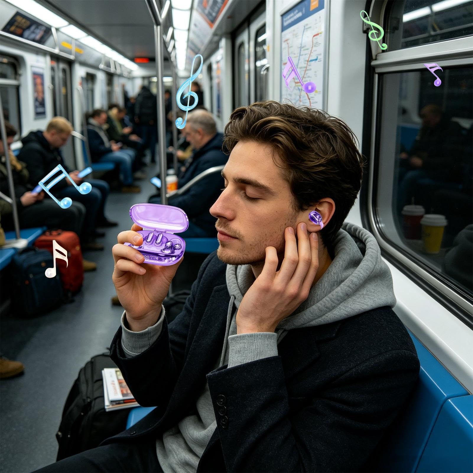 Cuffie Sportive Senza Fili Auricolari con Microfono per Chiamate e Custodia