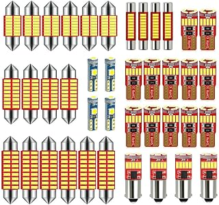 White Car Truck LED Interior Light Kit for Map Dome Bulb 40-Pack | 31MM DE3175 36MM 6418 41MM 6411 T10 2825 BA9S 64111 T5 74 6615F 6612F Size Combo Also for Trunk Door Courtesy License Plate