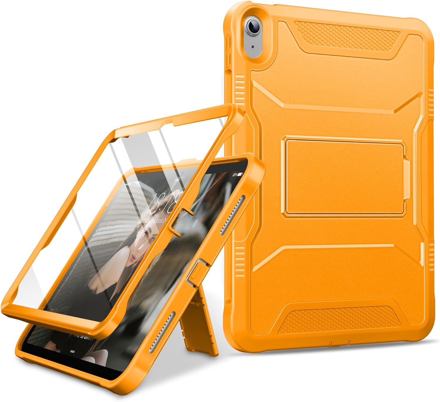 DTTO Case for iPad (A16) 11th Generation 11-Inch 2025, iPad 10th Generation 10.9-Inch 2022, Durable Shockproof Full Body Protective Cover with Built-in Screen Protector, Orange