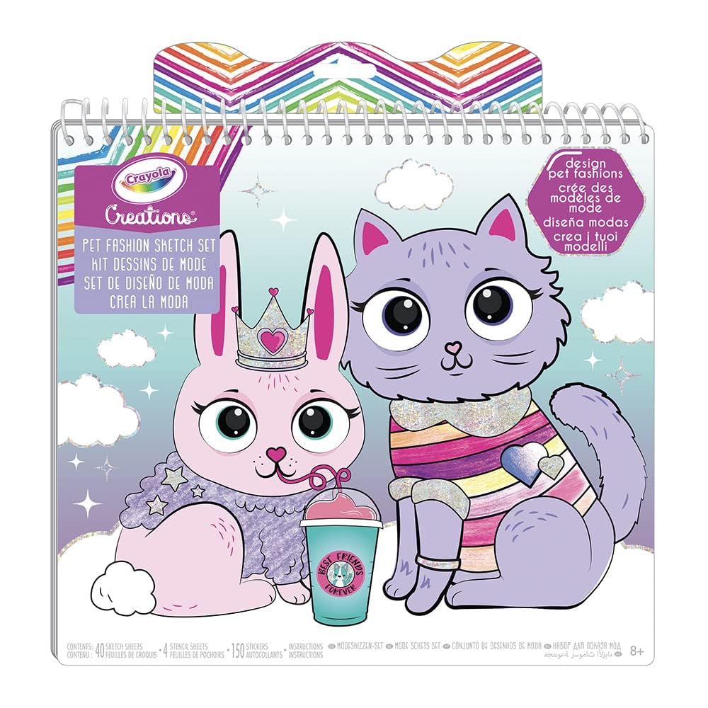 Creations, Puppy Fashion Set, Album with 40 Pages, Stencils and 150 Stickers, Creative Activity for Children