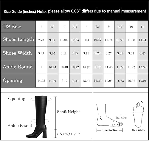 Miniatura 4 de Modatope Botas altas hasta la rodilla para mujer, tacón grueso, punta cuadrada, botas altas para mujer, tacón alto, cremallera lateral, botas largas