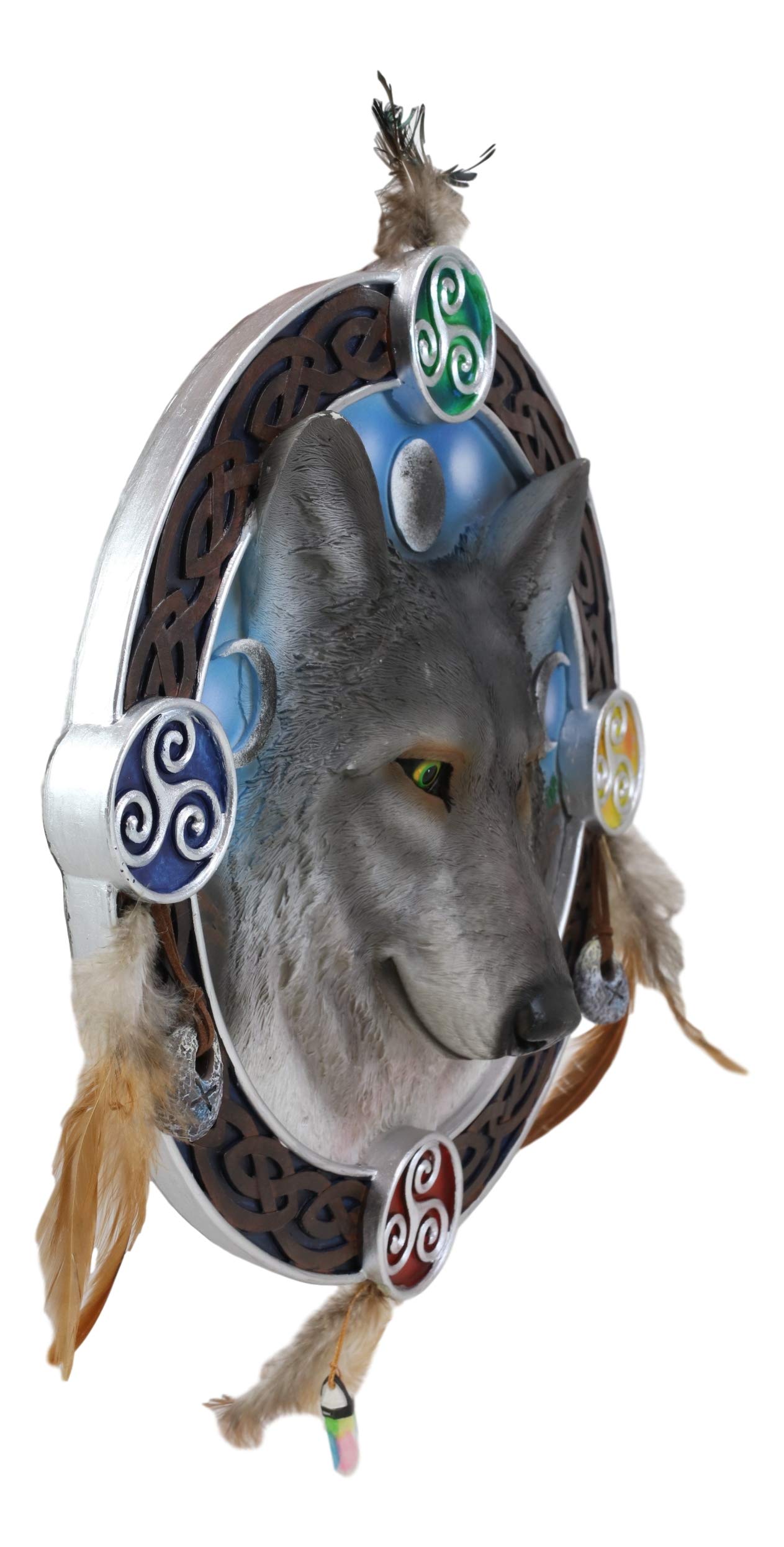 Ebros Traumfänger, groß, 30.5 cm Durchmesser, dreifache Göttin Triskele, Dreifaltigkeit, keltischer Alpha, Wolf, runder Traumfänger mit Federn, Wandbehang, Aufhänger für Zuhause und Büro, Talisman