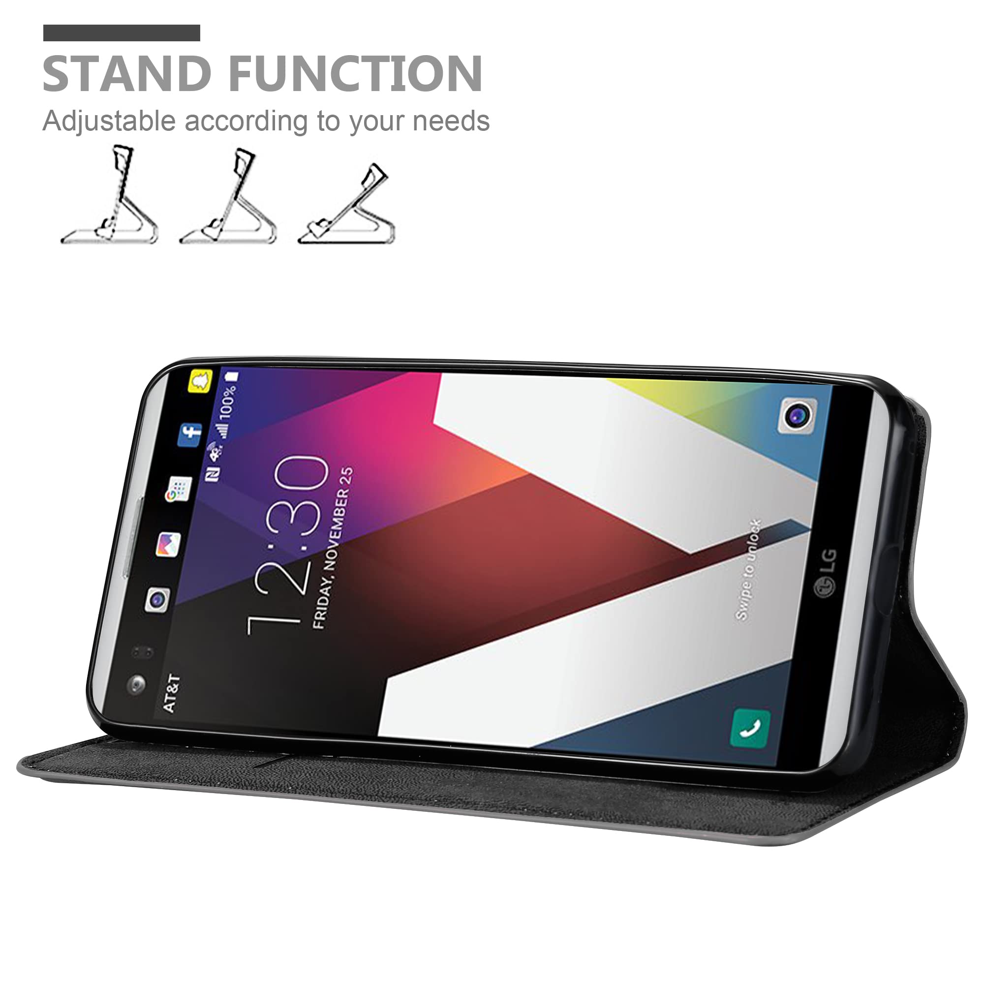 cadorabo Book Case compatible with LG V20 in TITANIUM GREY - with Magnetic Closure, Stand Function and Card Slot - Wallet Etui Cover Pouch PU Leather