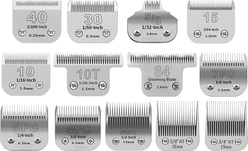Kit de cuchillas para aseo de perros,compatible con Andis/Oster A5, serie Wahl KM10 | 13 piezas,hecho de cuchilla de acero inoxidable