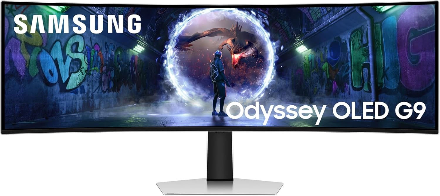 Samsung 49 Inch Odyssey OLED G9 G93SD, DQHD (5120 x 1440), Gaming Monitor, PC Screen, 240 Hz, OLED Glare Free, 0.03 ms Response Time, Gaming Hub, LS49DG934SUXEN – Samsung product photo