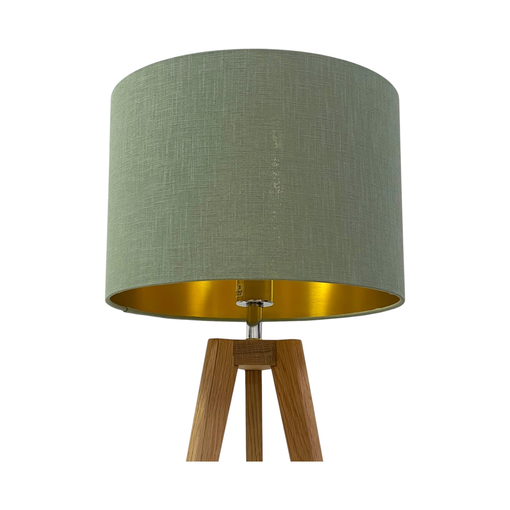 Sage Green Textured 100% Linen Brushed Gold Drum Lampshade
