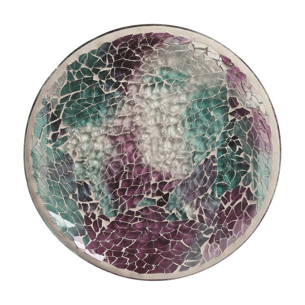Aromatize Multicolor Aroma Crackle Glass Mosaic Candle Plate Blue Purple - Teal 16 Cm - Ar1783 16Cm