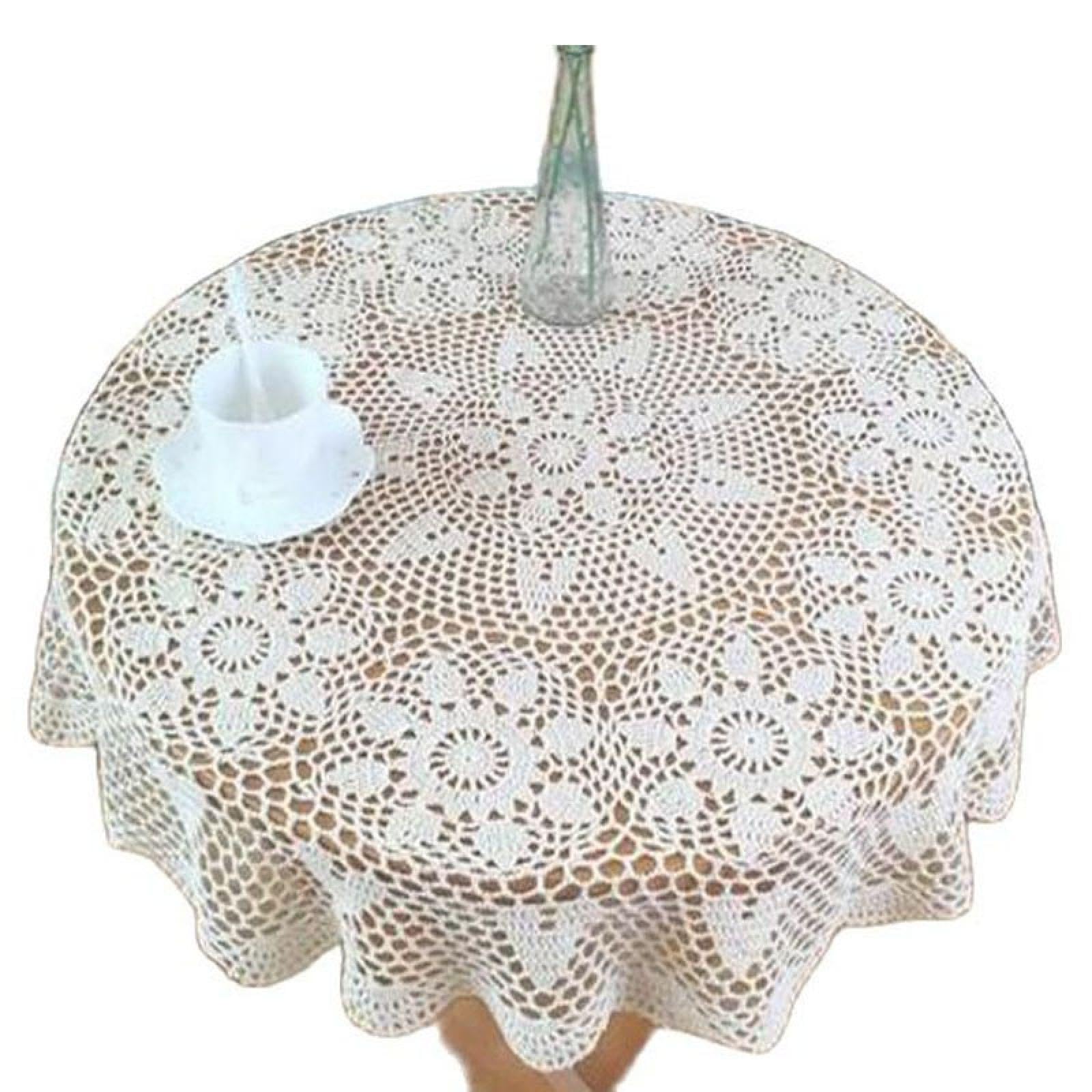 Runde handgefertigte Tischdecke mit Blumen, gehäkelt, für Küche, Kaffee, Tee, Party, Heimdekoration, 160 cm, Beige