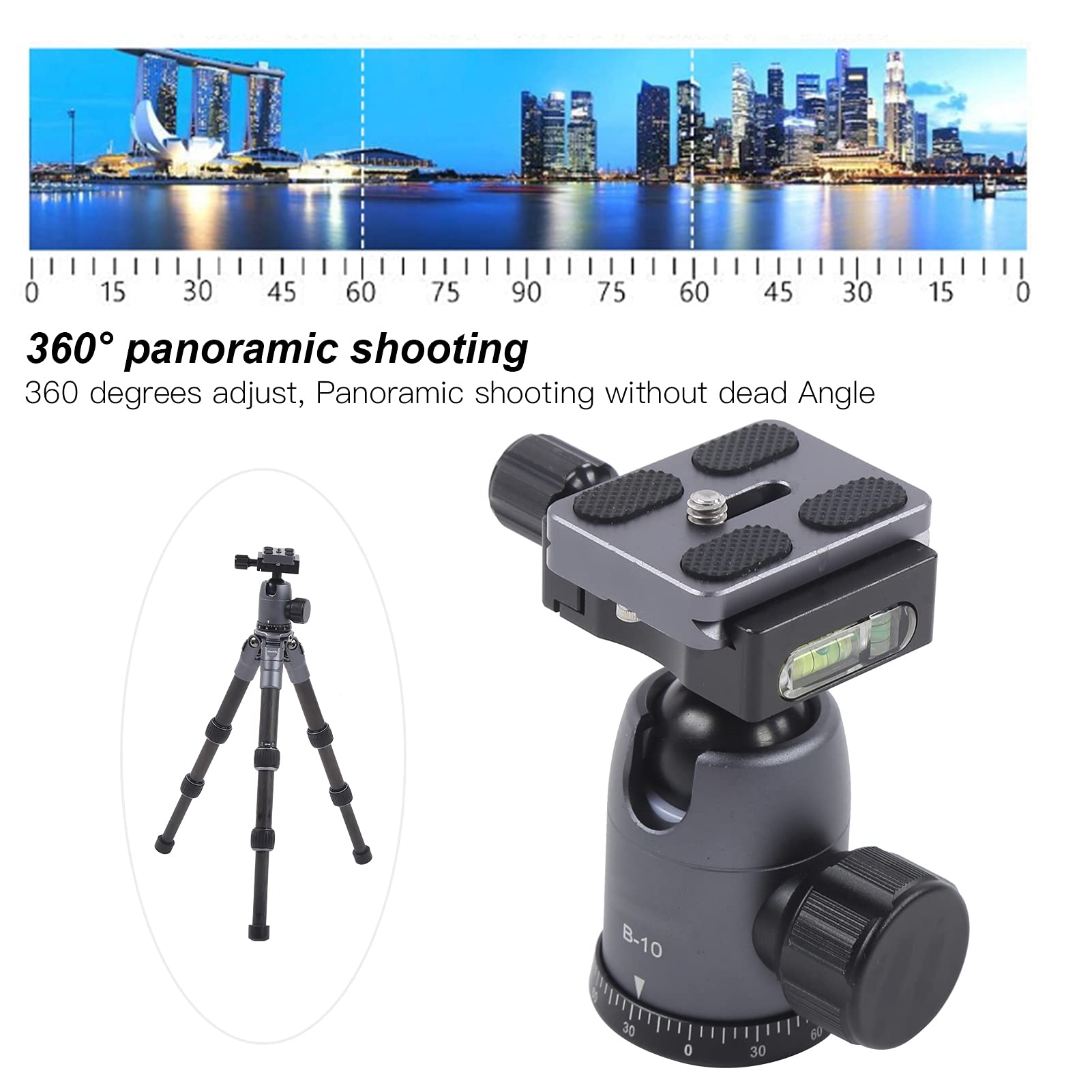 Srliya Mini Treppiede con Testa a Sfera con Rotazione a 360°, Supporto Leggero in Fibra di Carbonio per Video Macro