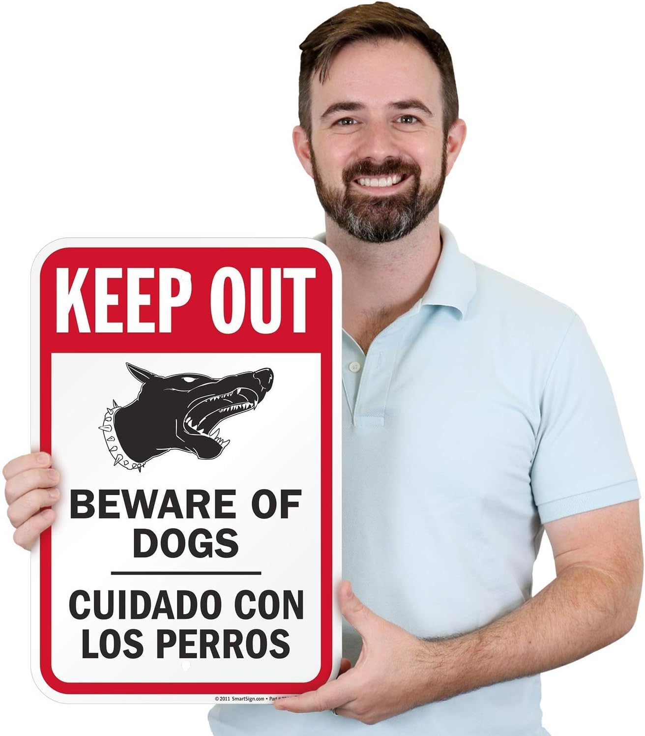 SmartSign "Keep Out - Beware Of Dogs" Bilingual Sign | 12" x 18" Aluminum