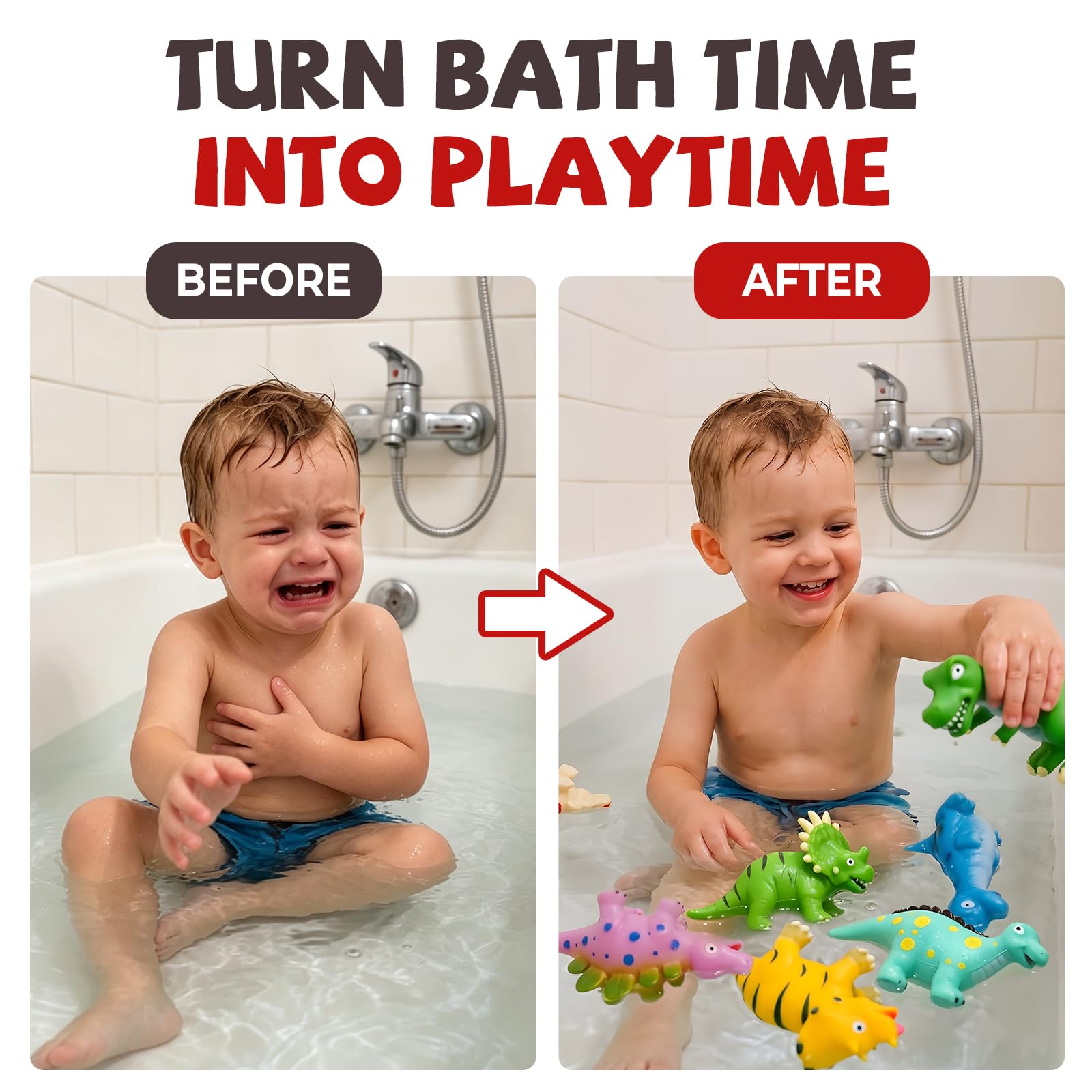 Dinosaur Bath Toys - No Hole, Easy Clean! -2