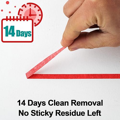 Miniatura 3 de ANCIRS Paquete de 3 cintas para pintores de 14 pulgadas por 60 yardas, cinta adhesiva con acabado fino y estrecho y borde de fácil extracción de 14