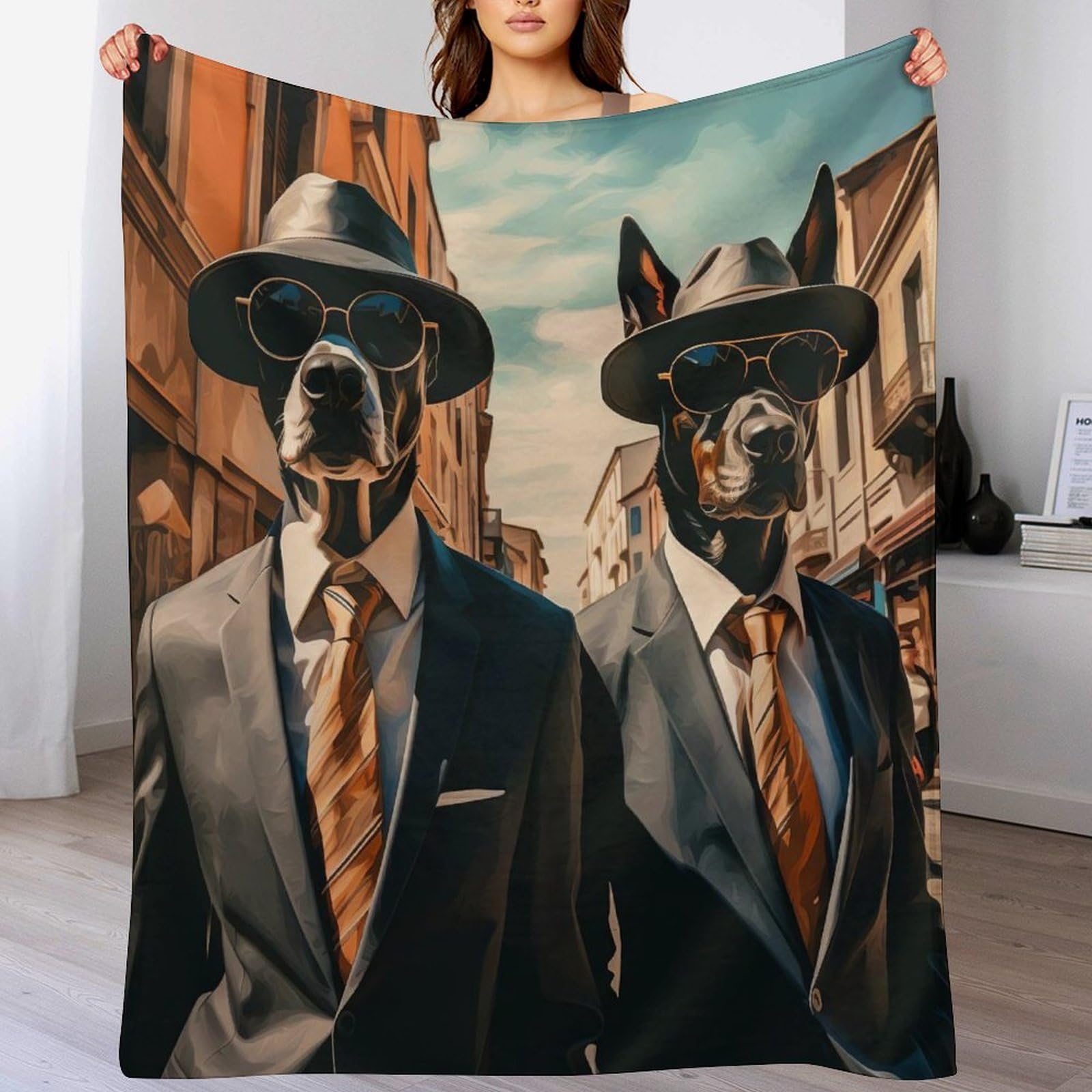 Couverture Polaire Flanelle Chien, Drap de Lit et Housse Canapé 100×130cm