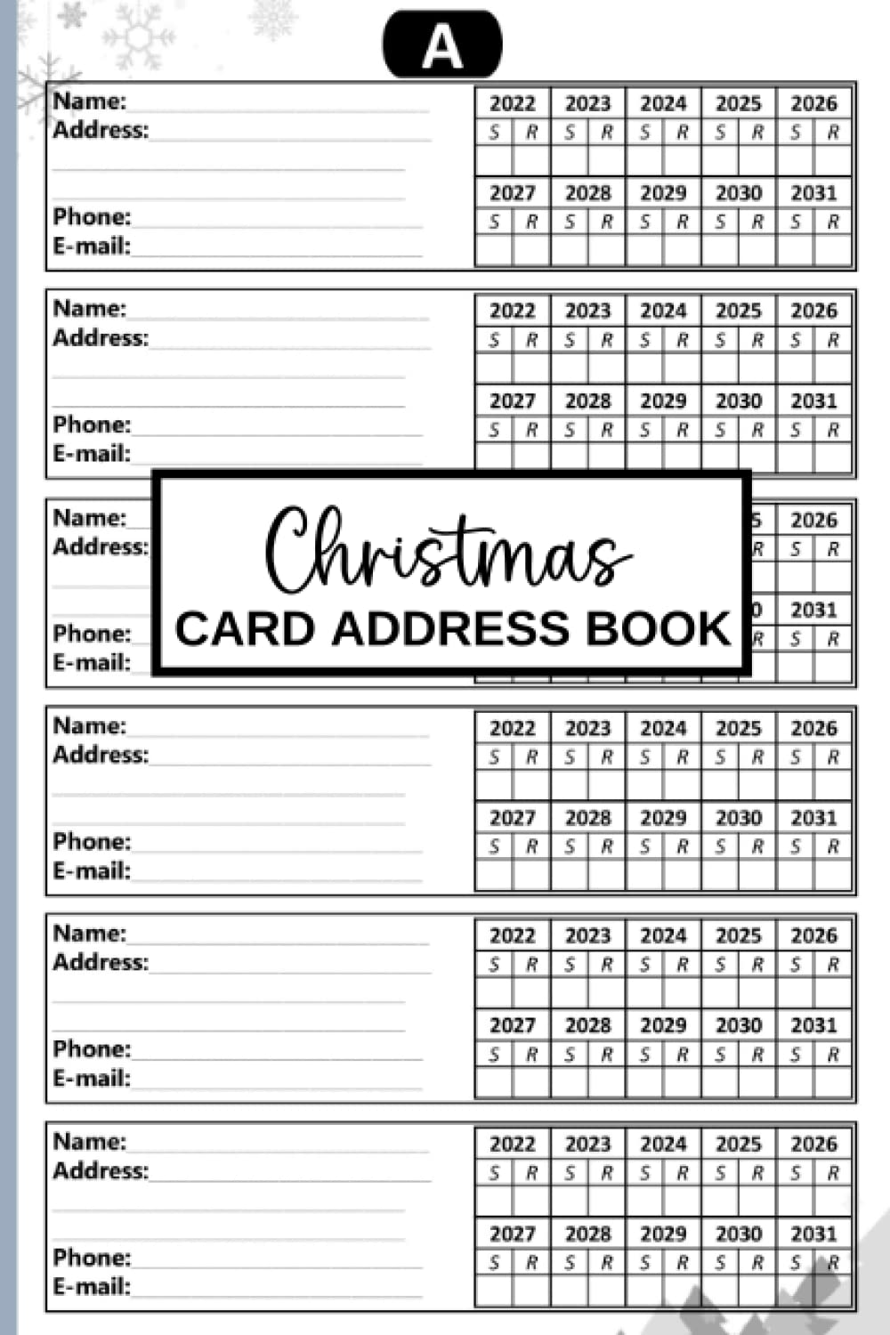 Christmas Card Address Book Christmas Record Book & Tracker For 10
