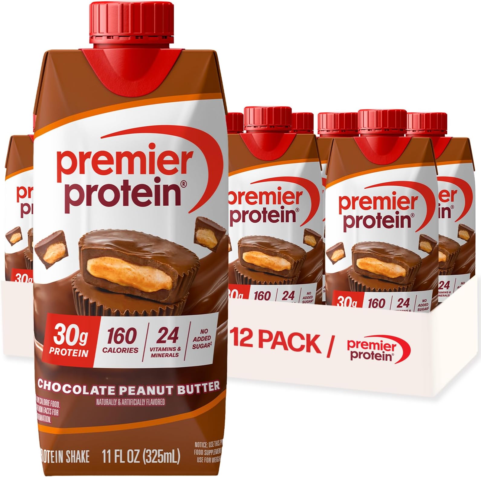 Protein Shake, Chocolate Peanut Butter, 30g Protein, 1g Sugar, 11 fl oz Pack of 12