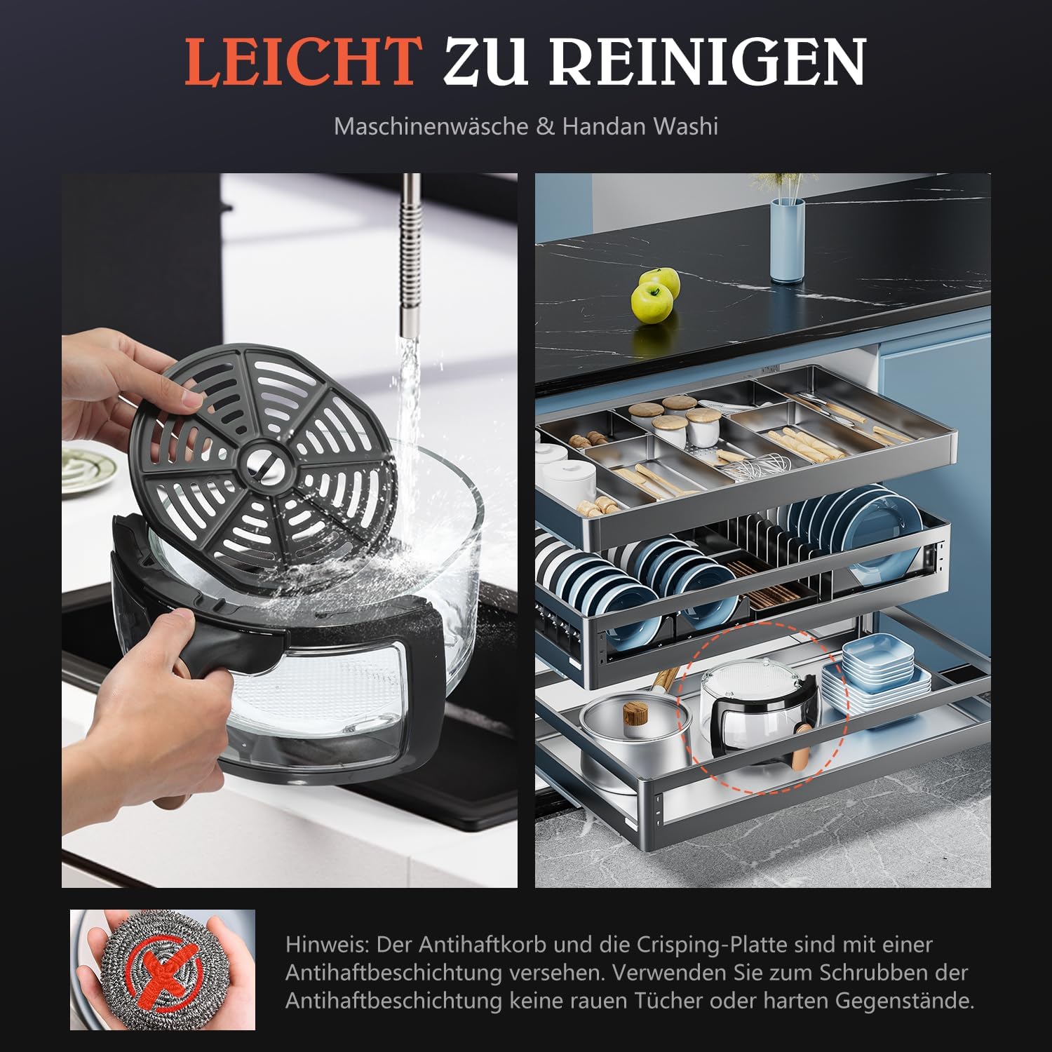 Easy cleaning of air fryer basket