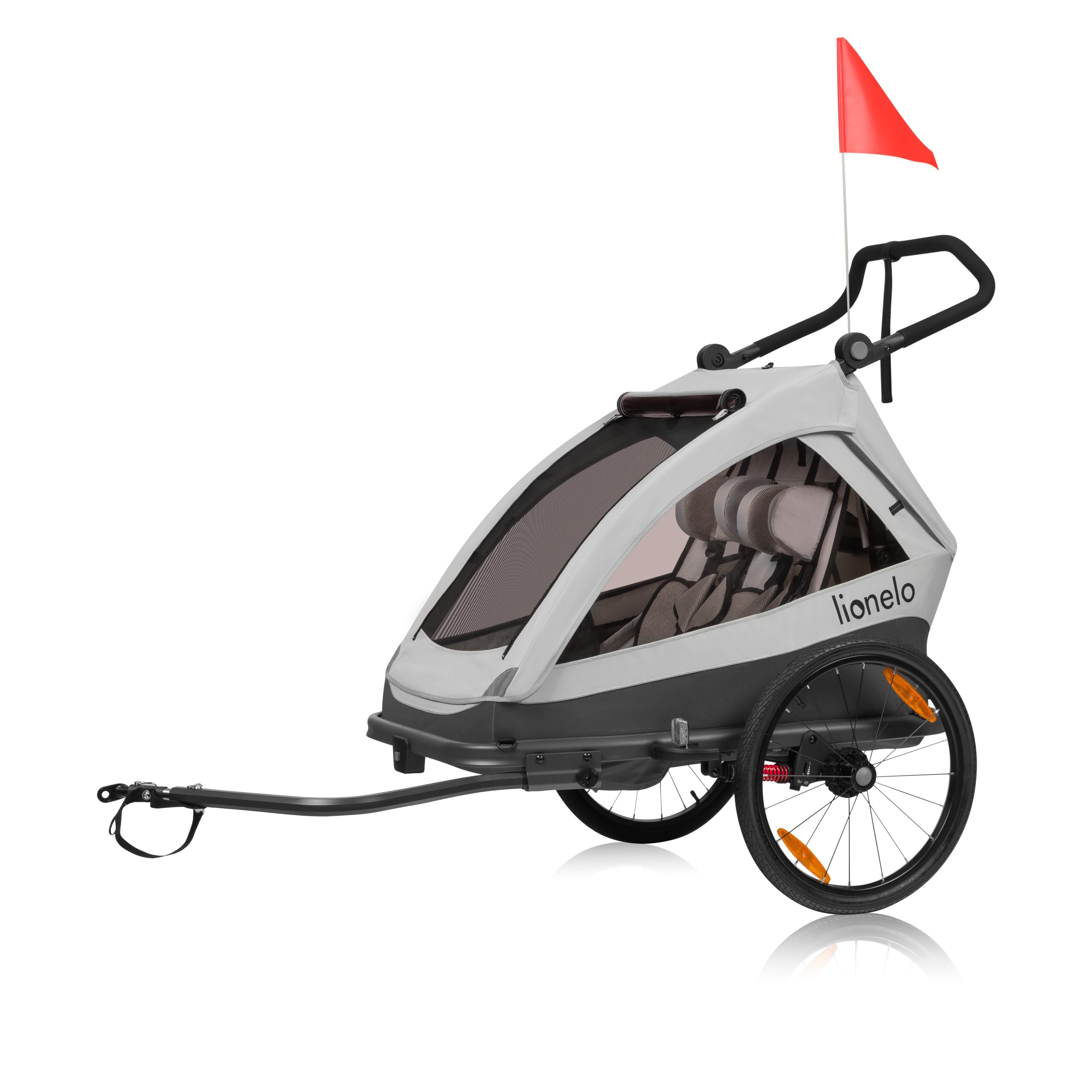 LIONELO Cama Remolque Infantil 2 en 1 para Bicicleta con función de Cochecito para 1 o 2 niños de 6 Meses a 6 años, Peso 2 x 22 kg, suspensión, Ruedas Grandes, Capota Impermeable
