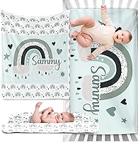 Vista 20 de Juego de ropa de cama personalizado para cuna de bebé, juego de 3 piezas para cuna de bebé, diseño de bolas y arco iris, cómoda manta de bebé