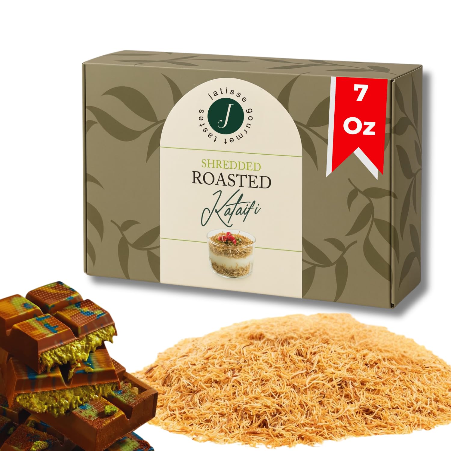 Toasted Kataifi for Dubai Chocolate – Shredded Fillo Dough (7oz / 200g), Ready-to-Use Crispy Roasted Kadayif – Vegan (7 oz)