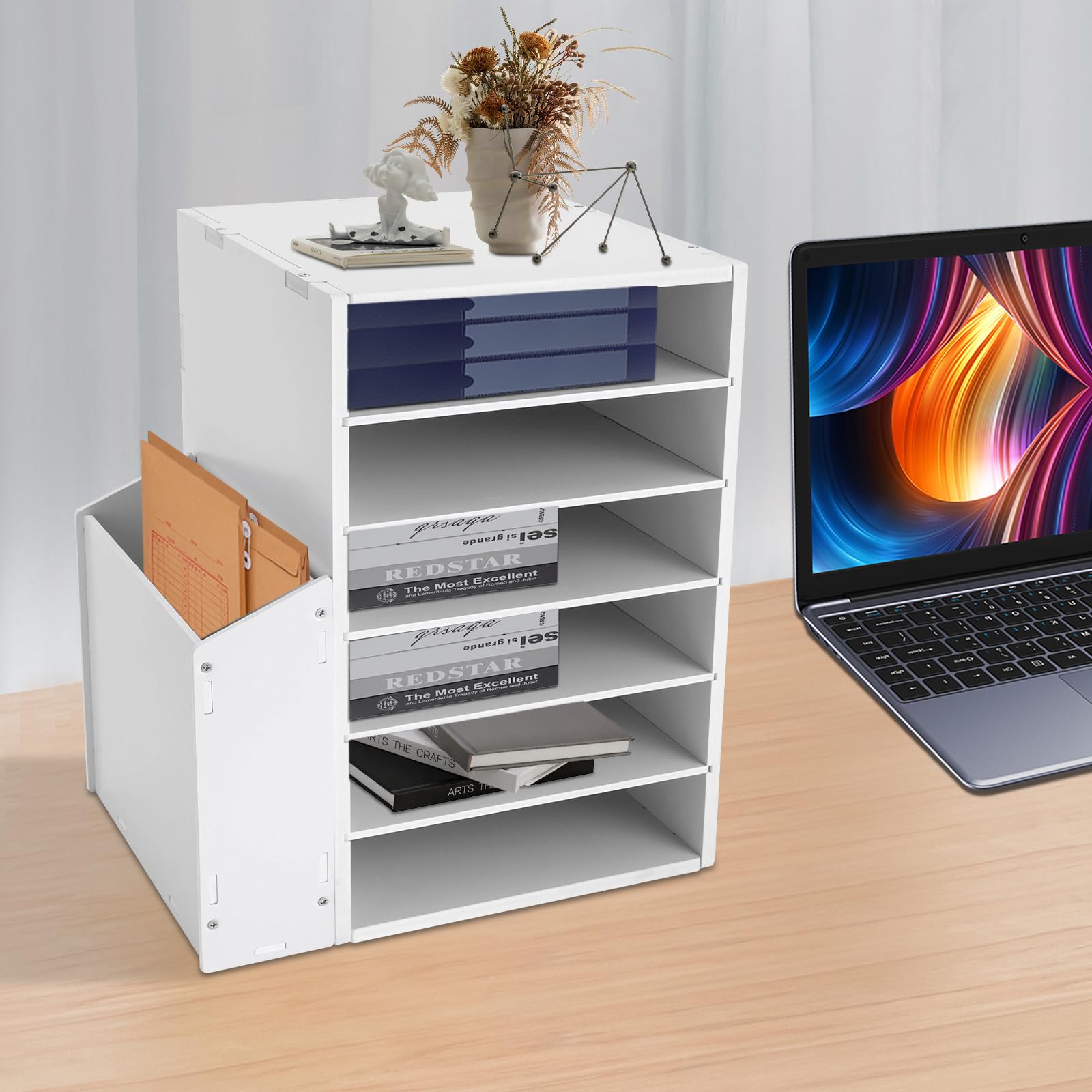 Organizer da scrivania, con 6 scomparti, pannello in PVC, spessore 10 mm, per ufficio, casa, scuola
