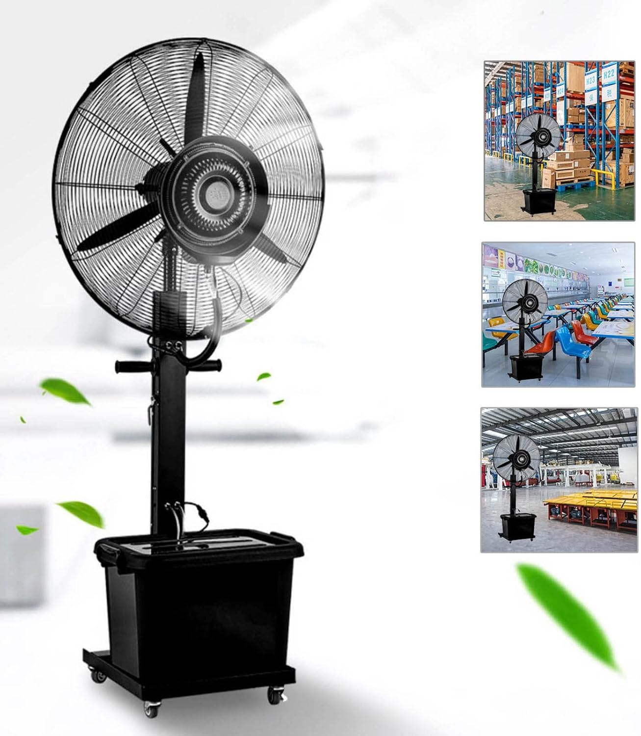 High Velocity Oscillating Fans Cooling Patio Fan Pedestal Standing Stand Up Fan Outdoor Fan Misters Moving-Black, 650mm/26in