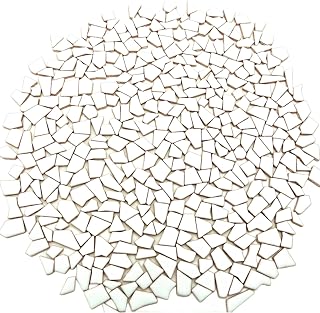 BTMIEY 1.1LB White Irregular Ceramic Mosaic Tiles - 350pcs DIY Crafts, Wall Decor, Vases, Photo Frames
