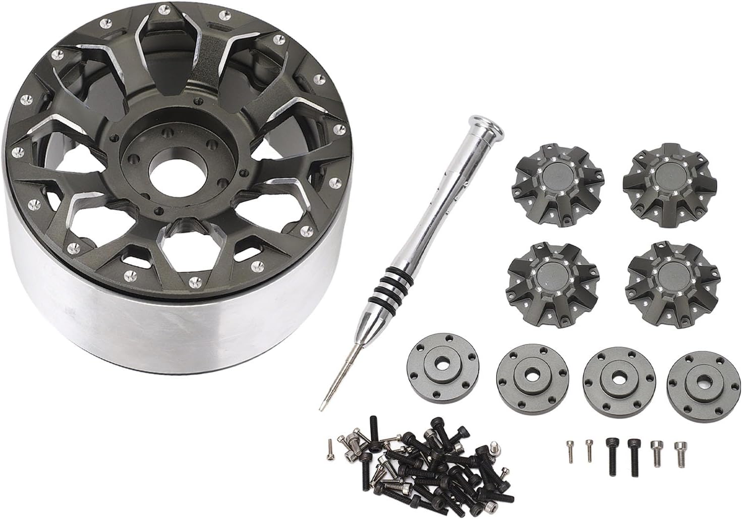 1/10 ロッククローラー RC アルミニウム合金 2.2 ビードロックホイール – KS HOBBY RCビードロック RC リム 4 本 2.6 インチ ビードロック RC ホイール リム セット、1/10 RC クローラー用アルミニウム合金ビードロ